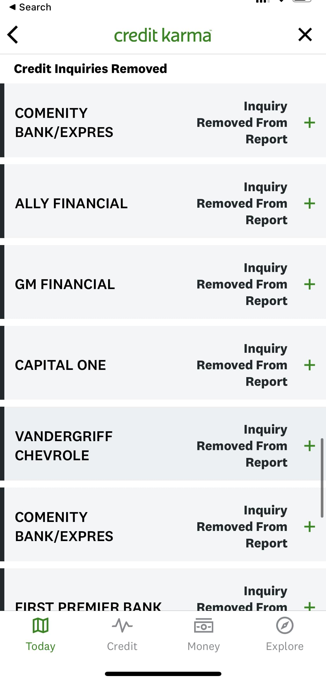 Credit score mobile results
